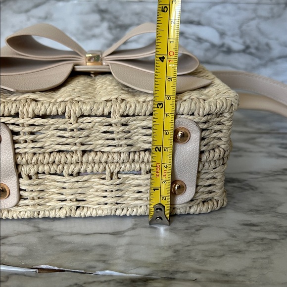 Like Dreams Poppy vegan Bow Tie Straw woven basket purse Crossbody bag coquette - Picture 13 of 13